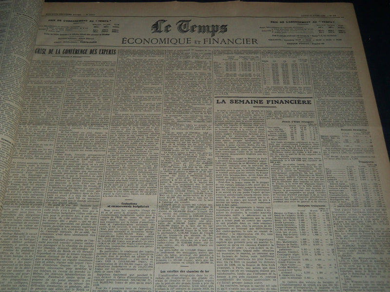 1929 APRIL-JUNE LE TEMPS FRENCH NEWSPAPER BOUND VOLUME - VB 17