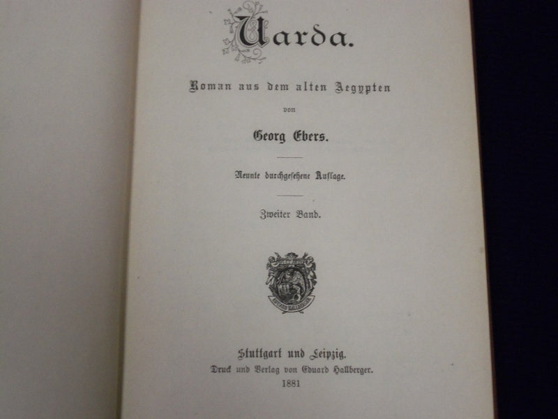 1881 UARDA ROMAN BY GEORG EBERS GERMAN BOOK LOT OF 3 - KD 2194