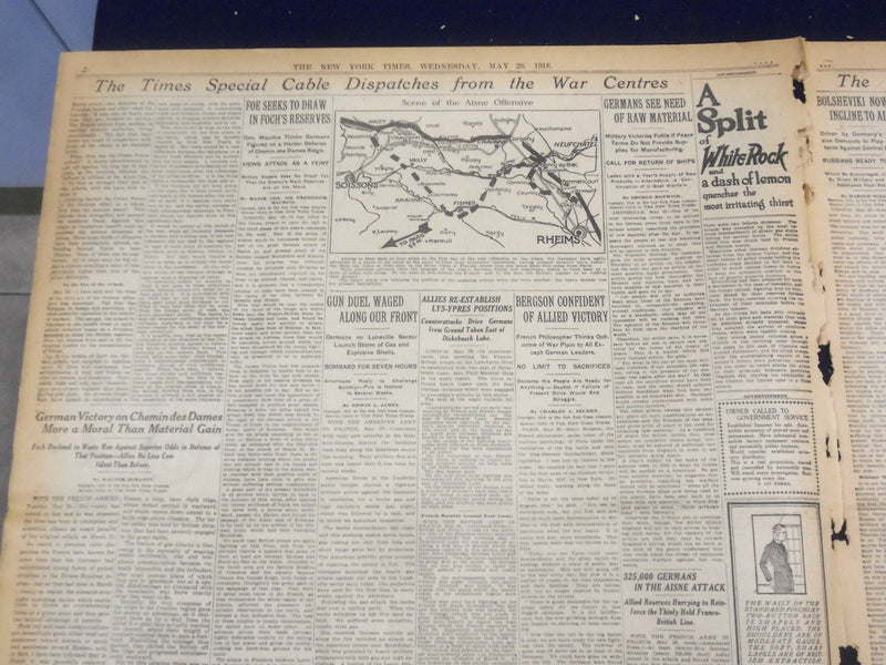 1918 MAY 29 NEW YORK TIMES - GERMANS TAKE 15,000 PRISONERS - NT 8185