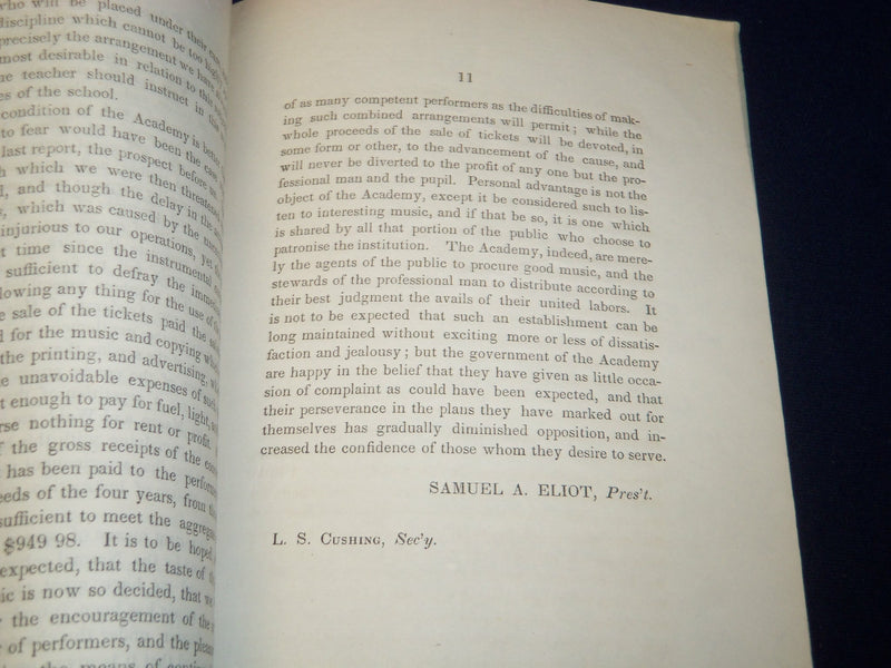 1844 BOSTON ACADEMY OF MUSIC 12TH ANNUAL REPORT - J 4543