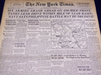 1944 NOVEMBER 18 NEW YORK TIMES - TANKS WITHIN MILE OF SAAR BASIN - NT 2357