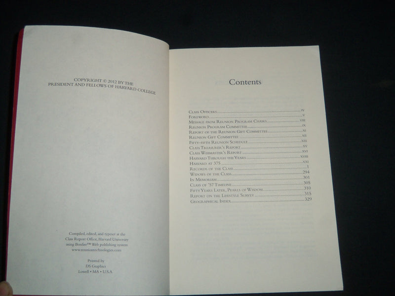 2012 HARVARD/RADCLIFFE CLASS OF 1957 55TH ANNIVERSARY REPORT BOOK - KD 5488