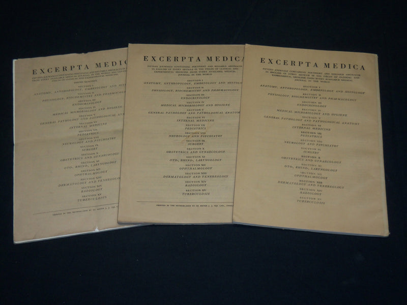 1948-1949 OTO, RHINO, LARYNGOLOGY EXCERPTA MEDICA MAGAZINE LOT OF 3 - WR 284B