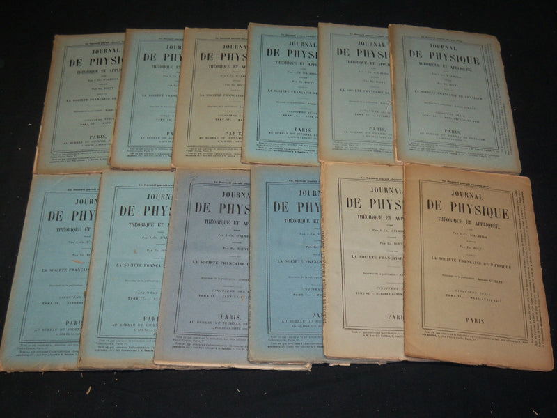 1911-1917 JOURNAL DE PHYSIQUE THEORIQUE ET APPLIQUEE MAGAZINE LOT OF 43 - WR 833