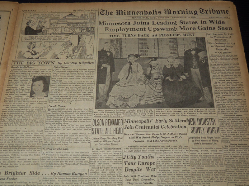 1939 SEPTEMBER 14 MINNEAPOLIS MORNING TRIBUNE - BRITISH ARMY IN FRANCE - NT 9530