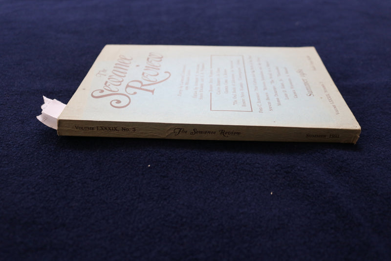 1981 SUMMER THE SEWANEE REVIEW SOFTCOVER BOOK-LOUIS D. RUBIN ESSAY SIGNED- K 737