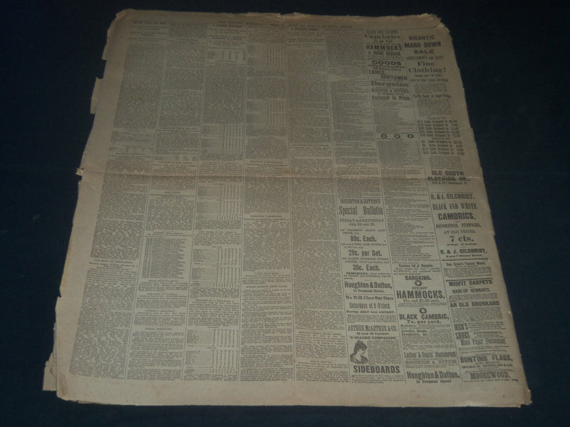 1885 JULY 24 BOSTON HERALD - GEN. GRANT'S LAST HOURS - BASEBALL - NP 3975