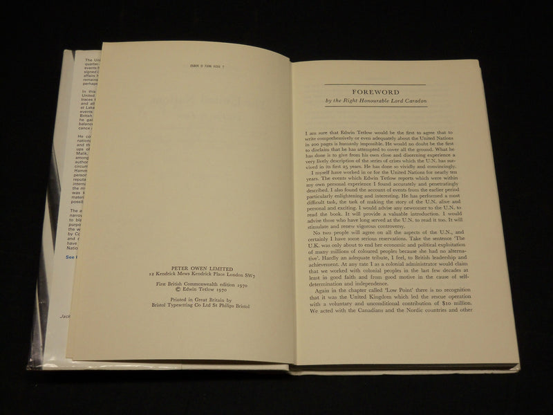 1970 THE UNITED NATIONS INSCRIBED BY EDWIN TETLOW - FIRST EDITION - D 479
