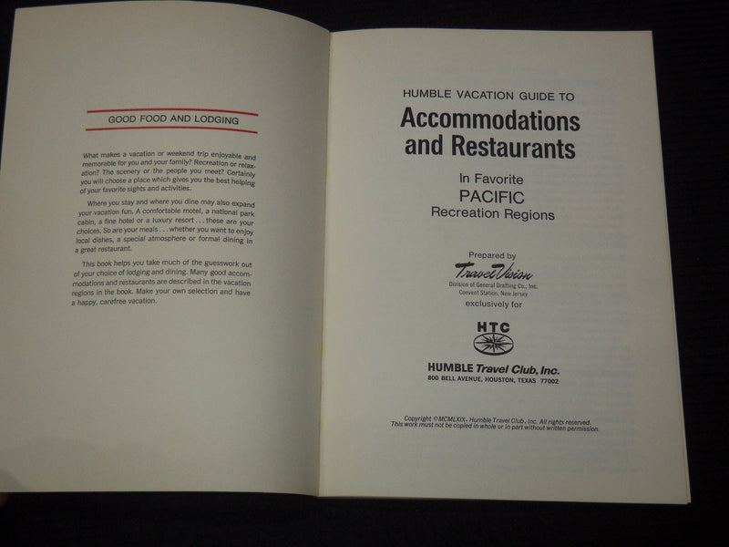 1969-1970 HUMBLE VACATION GUIDES LOT OF 3 - PACIFIC - WEST CENTRAL - O 3792