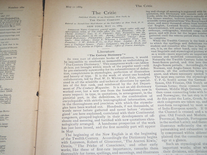 1888-1889 THE CRITIC MAGAZINE LOT OF 37 ISSUES - NICE STORIES - WR 559W