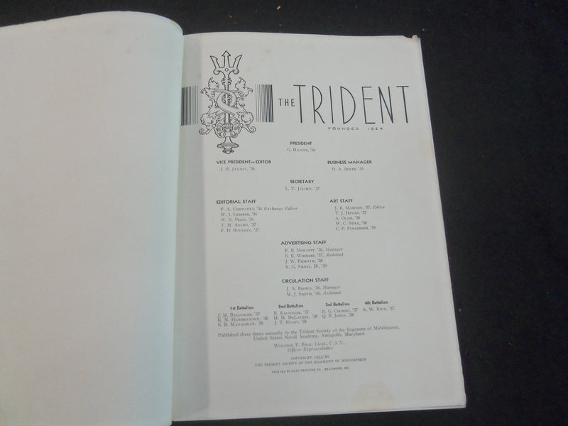 1935-1936 TRIDENT MAGAZINE - UNITED STATES NAVAL ACADEMY - B 5530S