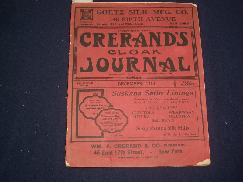 1910 DECEMBER CRERAND'S CLOAK JOURNAL - J 6010
