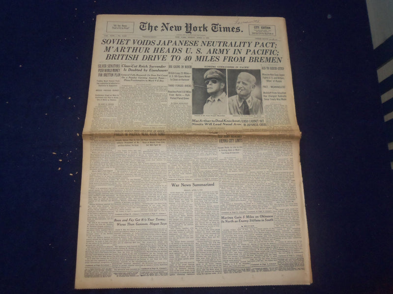 1945 APRIL 6 NEW YORK TIMES - SOVIET VOIDS JAPANESE NEUTRALITY PACT - NP 6687