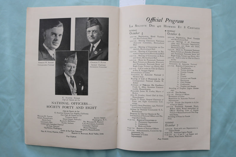 1930 AMERICAN LEGION BOSTON ANNUAL CONVENTION PROGRAMS - LOT OF 2 - K 3424
