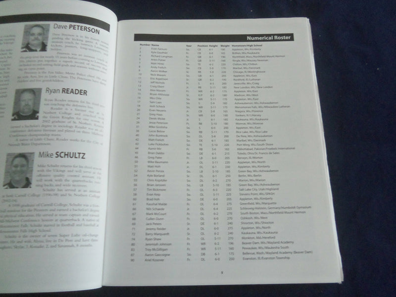 2007 OCTOBER 13 FOOTBALL PROGRAM - KNOX COLLEGE VS LAWRENCE UNIVERSITY- SP 1217Q