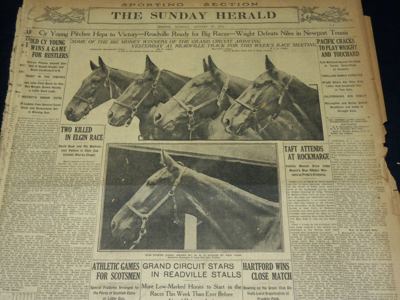 1911 THE BOSTON HERALD SUNDAY SPORTING SECTIONS LOT OF 11 - NICE PHOTOS - UP 97