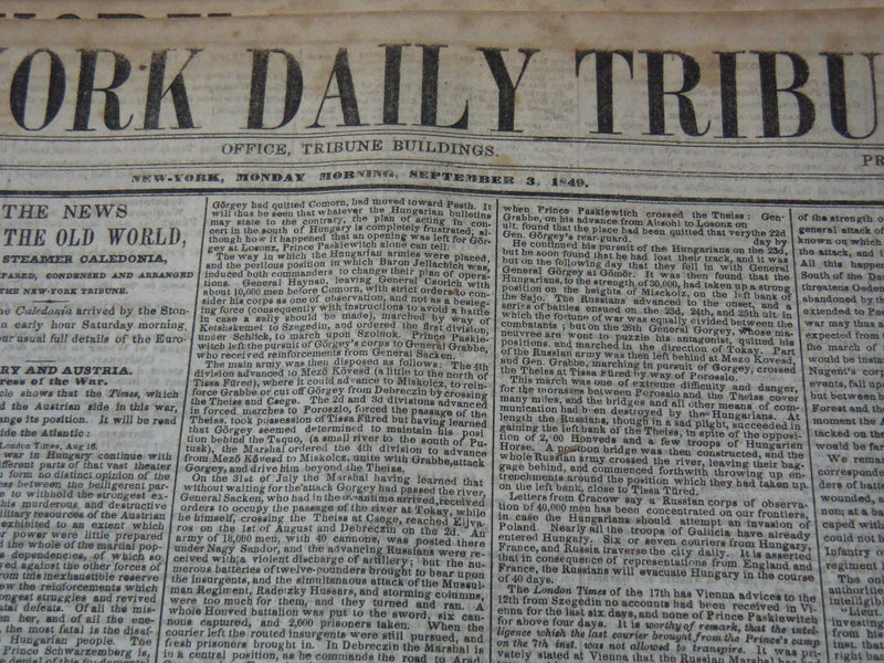 1849 SEPTEMBER NEW YORK DAILY TRIBUNE NEWSPAPER LOT OF 24 - GOLD RUSH - NP 5839H