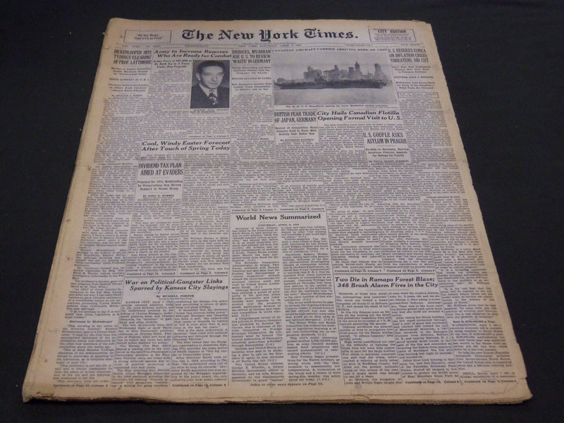 1950 APRIL 8 NEW YORK TIMES - CITY HAILS CANADIAN FLOTILLA - NT 4628