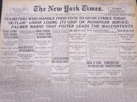 1920 APRIL 15 NEW YORK TIMES - BABE RUTH MUFFS IN FIRST YANKEE GAME - NT 5300