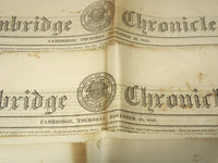 1848 CAMBRIDGE CHRONICLE NEWSPAPER LOT OF 4 ISSUES - MASSACHUSETTS - NP 3297K
