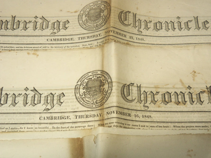 1848 CAMBRIDGE CHRONICLE NEWSPAPER LOT OF 4 ISSUES - MASSACHUSETTS - NP 3297K
