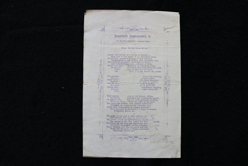 1897 MAY 20 MECHANICS HALL - ROYAL ARCANUM 20TH ANNIVERSARY PROGRAM - K 1785