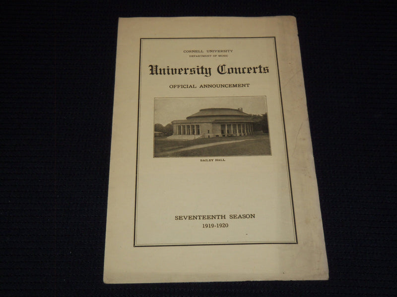 1919-1920 CORNELL UNIVERSITY CONCERTS PROGRAM - KREISLER - J 7527