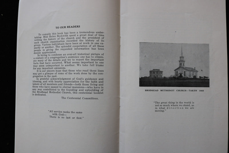 1956 BRODHEAD METHODIST CHURCH CENTENNIAL - BRODHEAD, WI - SOFTCOVER - K 3011