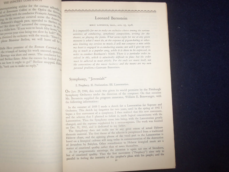 1946 THE CONCERT COMPANION HARDCOVER BOOK BY R. BAGAR & L. BIANCOLLI - KD 9161