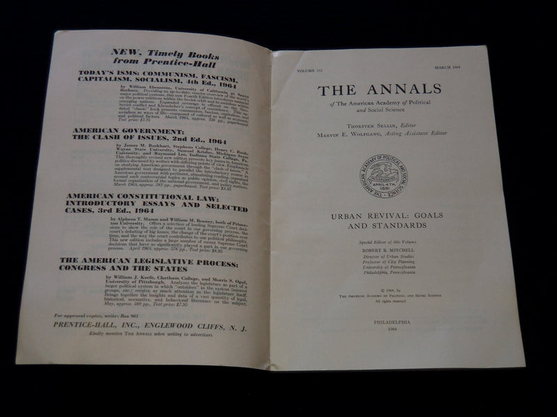 1964-1966 THE ANNALS POLITICAL & SOCIAL SCIENCE MAGAZINE LOT OF 10 - WR 744