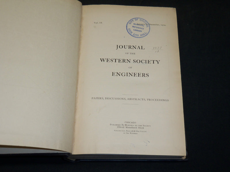 1904-1940 WESTERN SOCIETY OF ENGINEERS JOURNAL BOUND VOLUMES LOT OF 18 - KD 5A