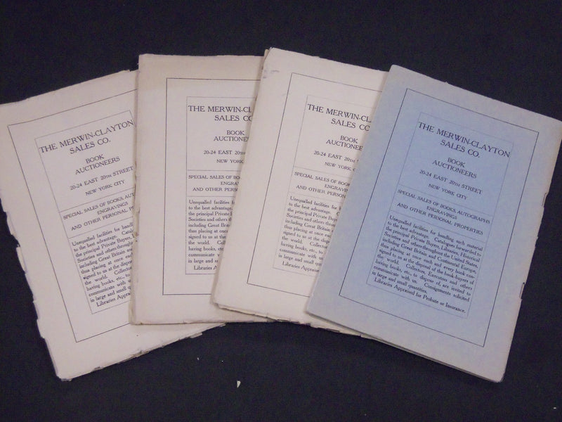 1910 MERWIN - CLAYTON SALES CO. AUCTION CATALOGUES LOT OF 4 - KD 2099R
