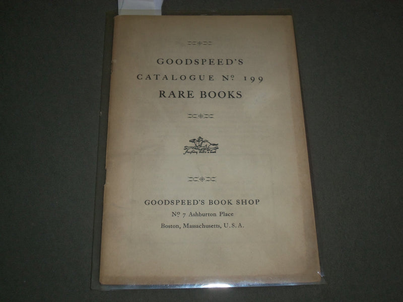 1930'S GOODSPEED'S CATALOGUE NO. 199 - RARE BOOKS - BOSTON MA - J 2640