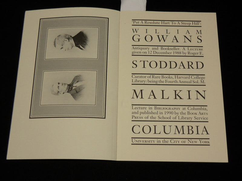 1990 WILLIAM GOWANS ANTIQUARY AND BOOKSELLER - STODDARD - MALKIN - J 6517