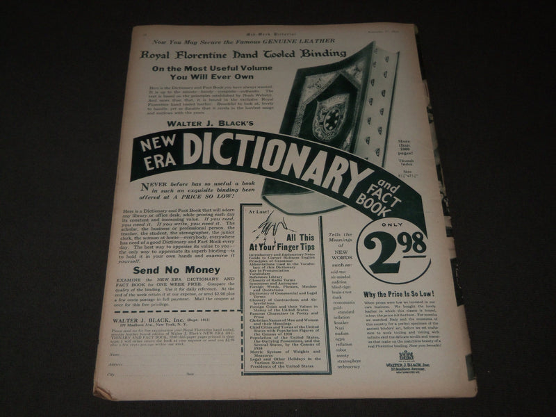 1933 NOV 25 MID-WEEK PICTORIAL MAGAZINE SECTION - FRANKLIN ROOSEVELT - J 3211
