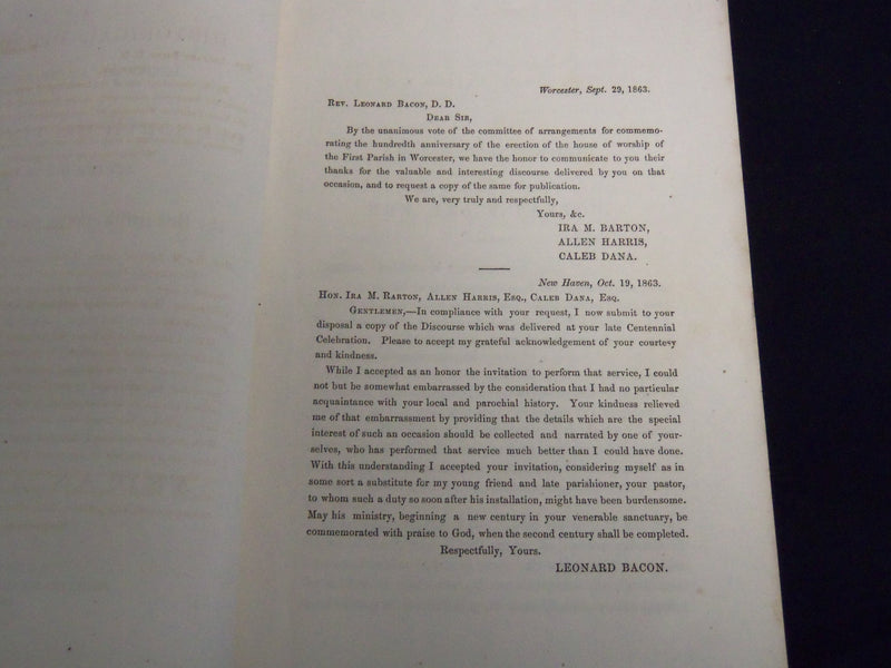 1863 HISTORICAL DISCOURSE OLD SOUTH MEETING HOUSE BY BACON & BARTON - J 8812