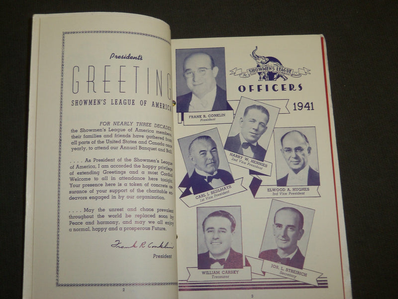 1941 SHOWMEN'S LEAGUE OF AMERICA BANQUET & BALL PROGRAM - CHICAGO - J 3539