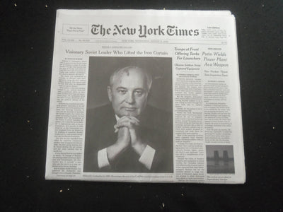 2022 AUGUST 31 NEW YORK TIMES - MIKHAIL GORBACHEV DIED (1931-2022)