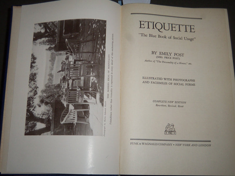 1937 ETIQUETTE BY FAMILY POST HARDCOVER BOOK - KD 4463