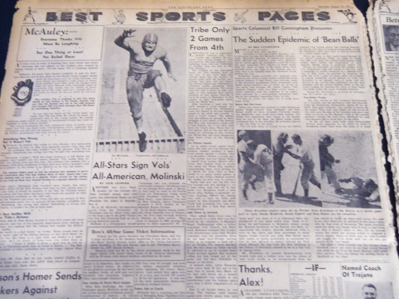 1941 AUGUST 16 CLEVELAND NEWS NEWSPAPER U. S. STANDS AGAINST NAZIS FANS- NT 7411