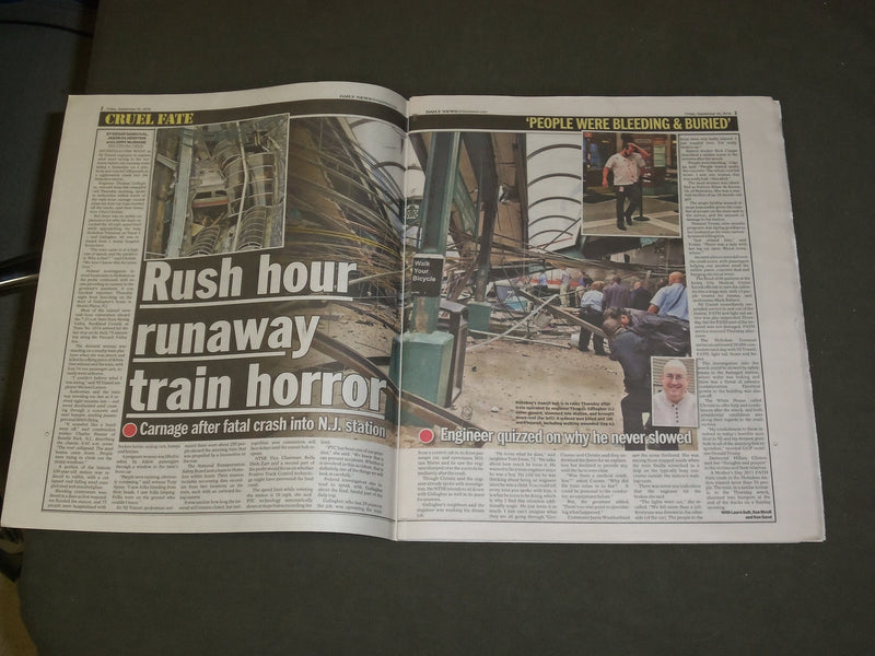 2016 SEPTEMBER 30 NEW YORK DAILY NEWS - NJ TRANSIT HOBOKEN TRAIN STATION CRASH