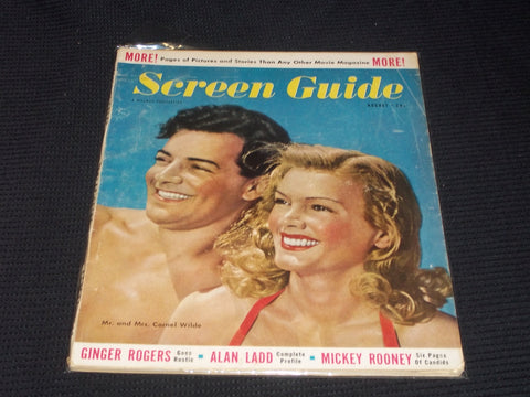 1947 AUGUST SCREEN GUIDE MAGAZINE - MR & MRS CORNEL WILDE FRONT COVER - E 3502