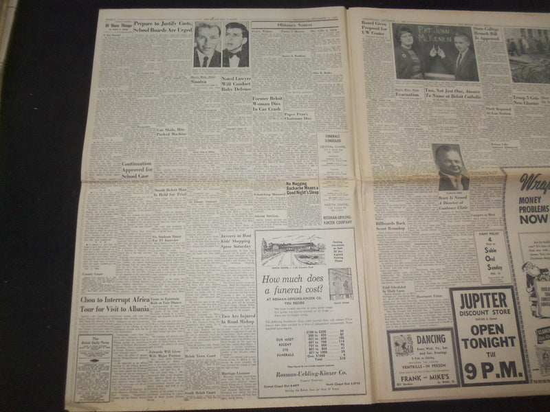 1963 DEC 11 BELOIT DAILY NEWS NEWSPAPER - SINATRA JR. RELEASED, UNHURT - NP 8055