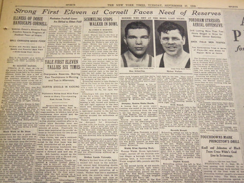 1932 SEPTEMBER 27 NEW YORK TIMES - GANDHI BREAKS FAST, SCHMELING - NT 4820