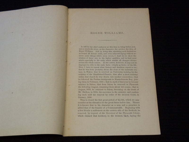 1871 ROGER WILLIAMS THE PROPHETIC LEGISLATOR A PAPER BY THOMAS STONE - J 7542