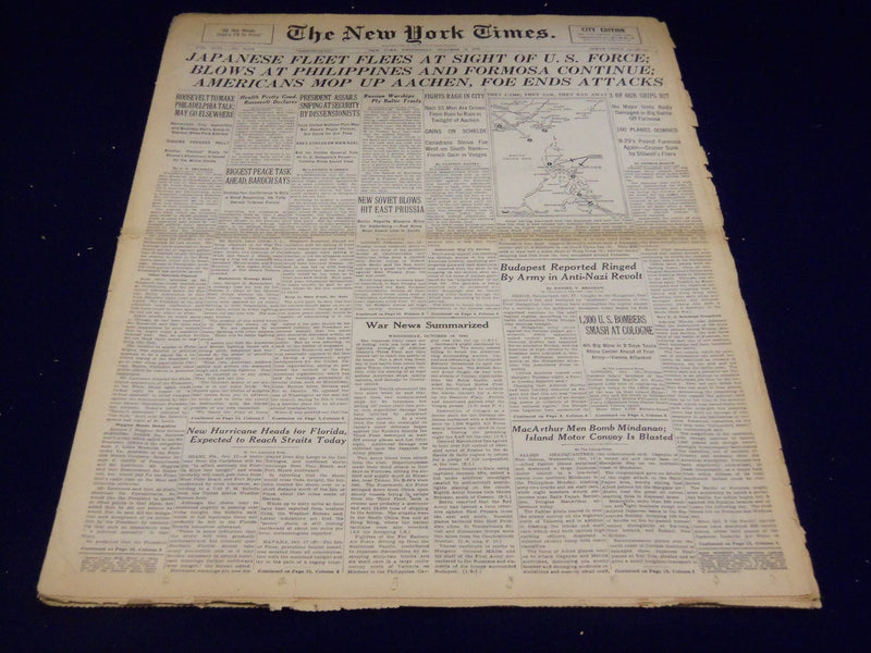 1944 OCTOBER 18 NEW YORK TIMES - JAPANESE FLEET FLEES U. S. FORCE - NT 3337