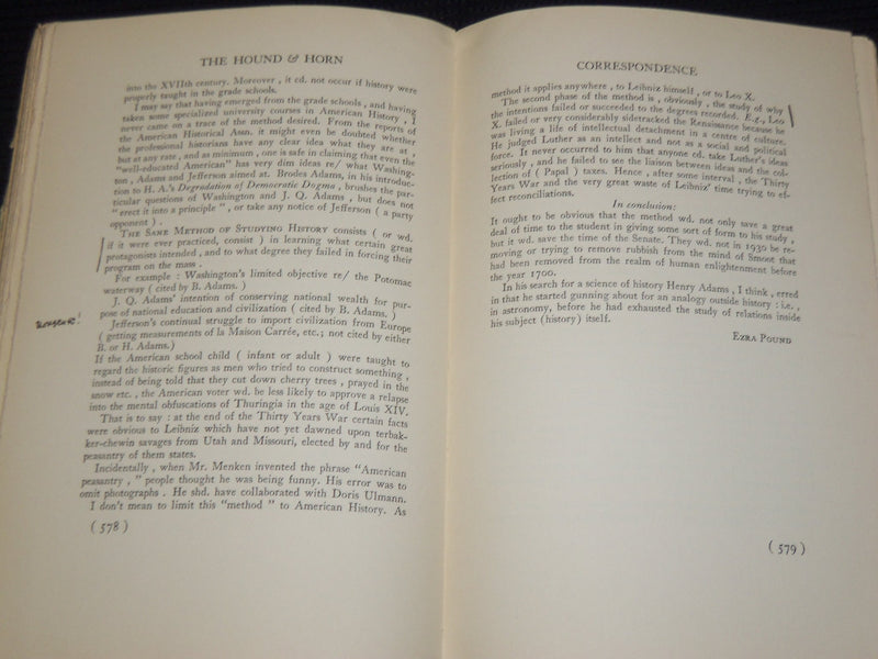 1930 SUMMER HOUND & HORN MAGAZINE - EZRA POUND - SP 6008D