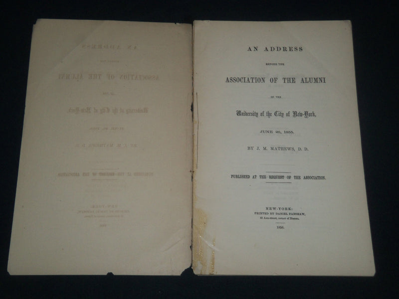 1856 UNIVERSITY CITY OF NEW YORK ALUMNI ADDRESS BOOK BY J. M. MATHEWS - J 3913