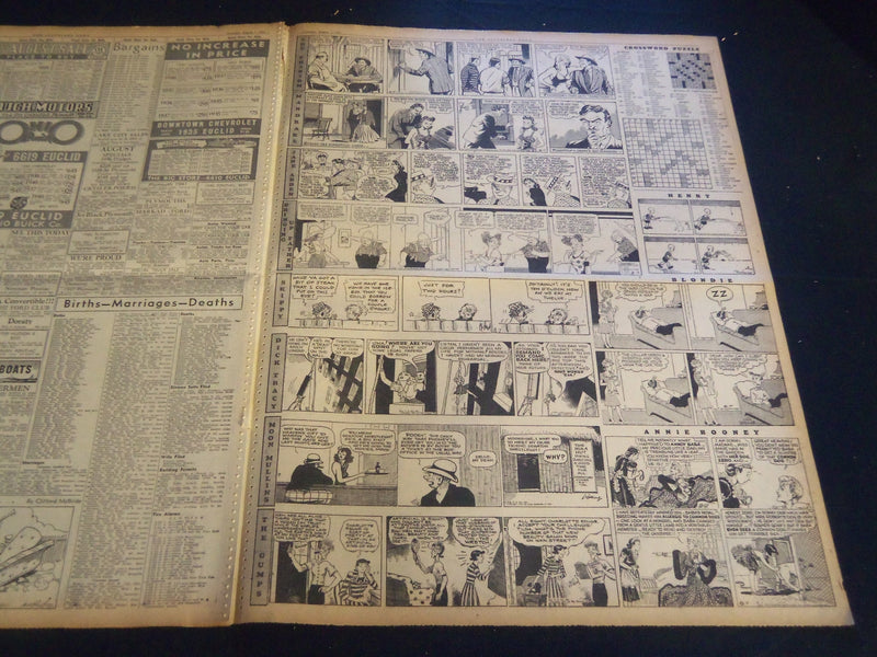1941 AUG 7 CLEVELAND NEWS NEWSPAPER - MUSSOLINI'S SON LOSES LIFE PLANE - NT 7402