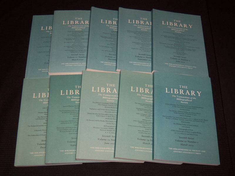 2018-2020 THE LIBRARY BIBLIOGRAPHICAL SOCIETY MAGAZINE LOT OF 10 - O 2494A
